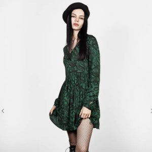 NWT DISTURBIA Ophidia Serpent Mini Dress US 14 16 UK 18 Snake Print Green XXL